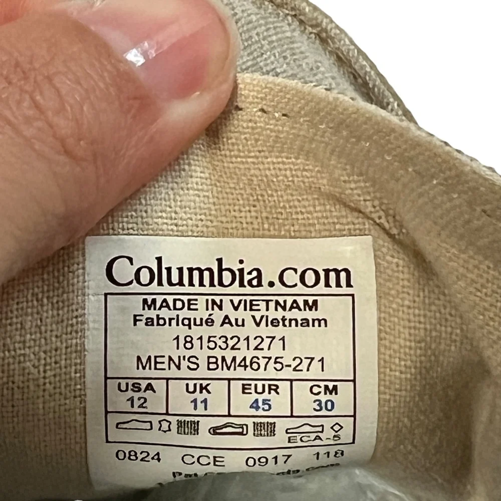 Columbia PFG Techlite Boat Shoes Men’s 12 Tan Linen Omni-Shield Fishing Casual